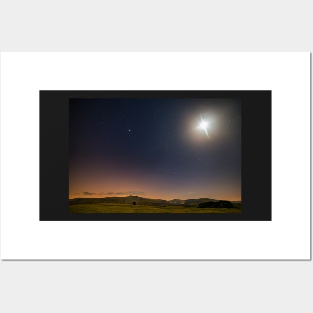 The moon and stars over Pen y Fan and Corn Du Wall Art by dasantillo